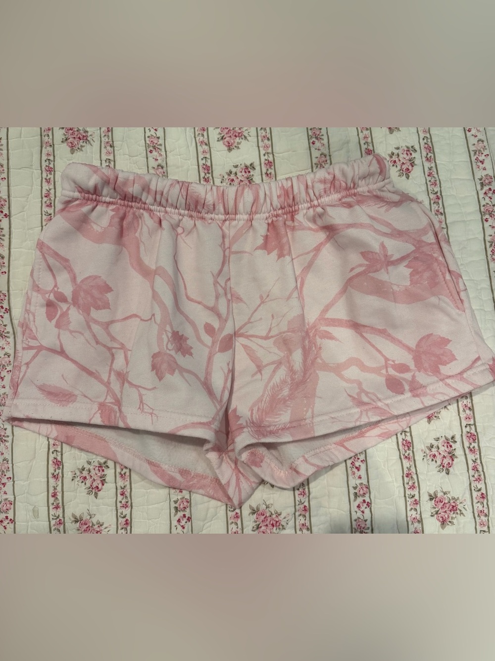 Pink camo comfy shorts
